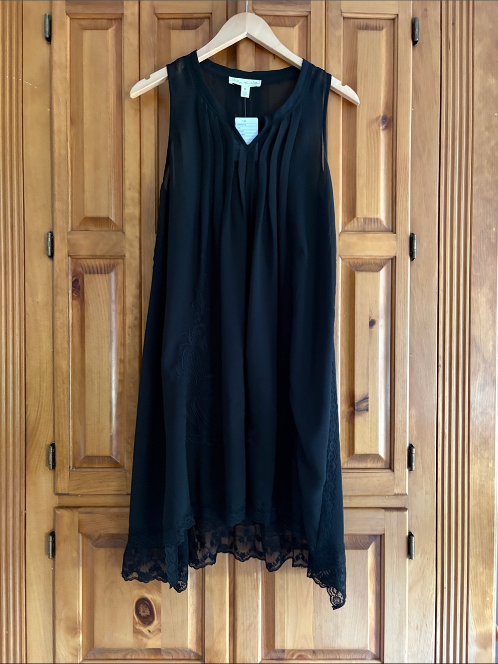 Urban Outfitters Black Sleeveless Lace-Hem Dress